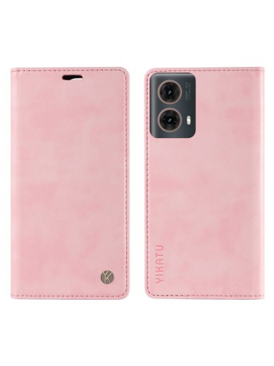Калъф от еко кожа тип портмоне за Motorola Moto G85 - розов