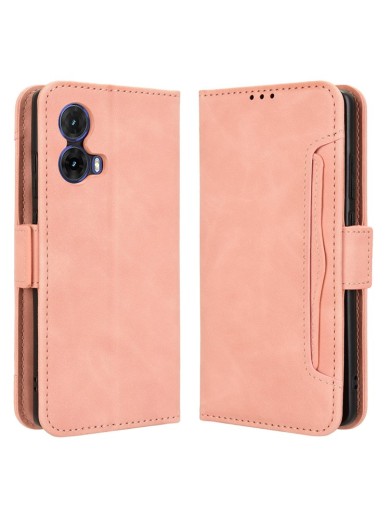 Калъф от еко кожа тип портмоне за Motorola Moto G85 - розов