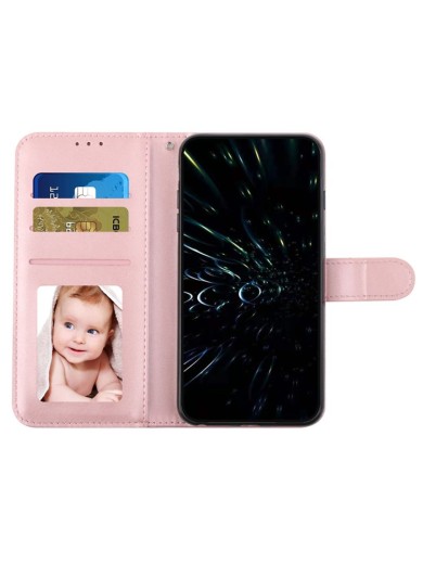 Калъф от еко кожа, тип портмоне за Motorola Moto G85 - розов