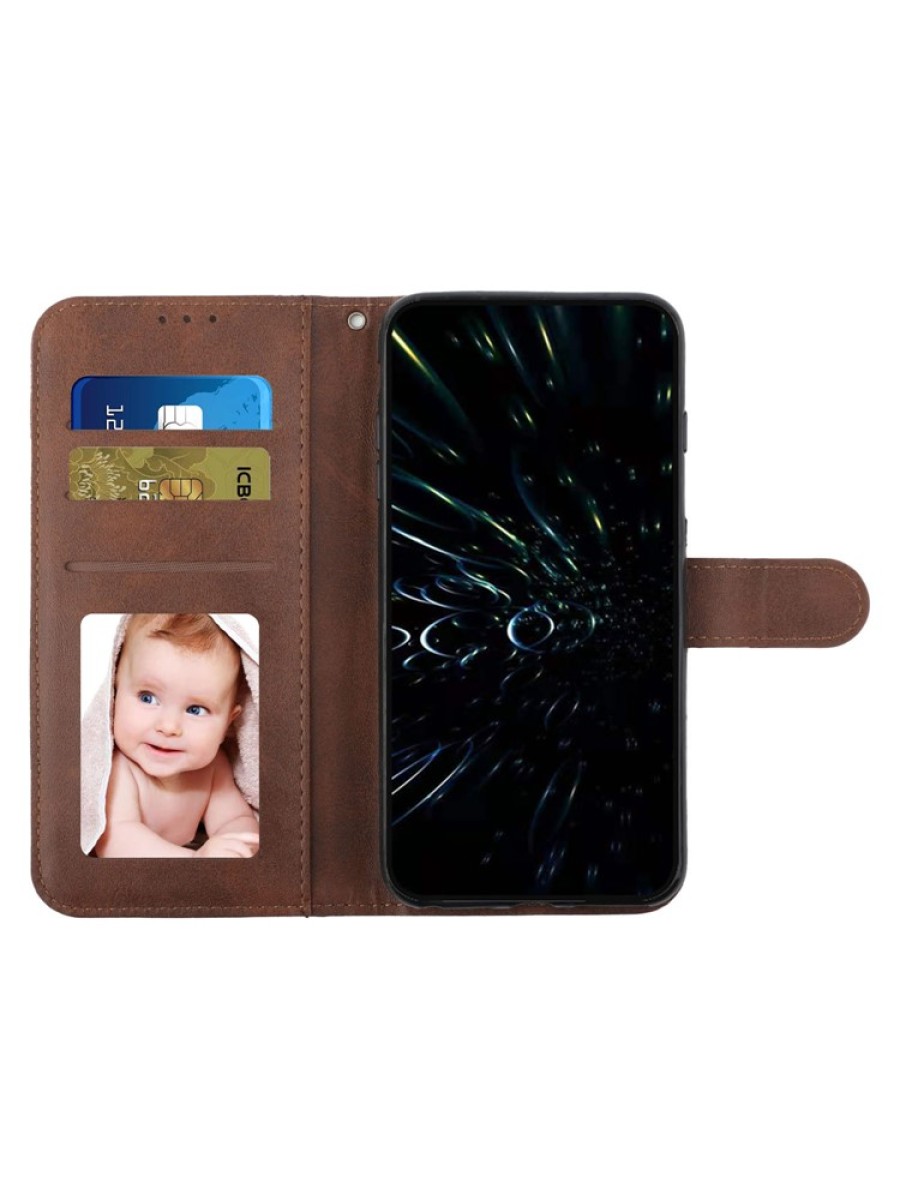 Калъф от еко кожа, тип портмоне за Motorola Moto G85 - кафяв