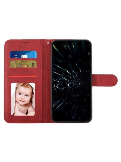 Калъф от еко кожа, тип портмоне за Motorola Moto G85 - червен