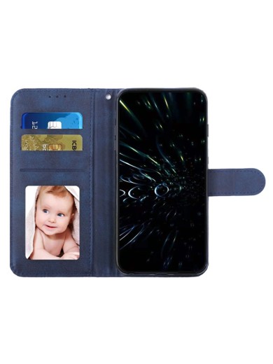 Калъф от еко кожа, тип портмоне за Motorola Moto G85 - син