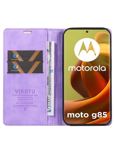 Калъф от еко кожа тип портмоне за Motorola Moto G85 - лилав
