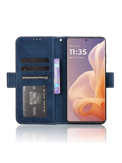 Калъф от еко кожа тип портмоне за Motorola Moto G85 - син