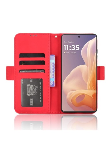Калъф от еко кожа тип портмоне за Motorola Moto G85 - червен