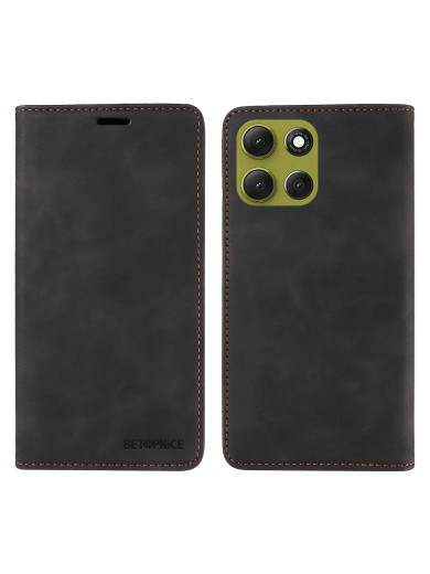 Калъф от еко кожа тип портмоне с RFID блокираща технология за Motorola Moto G86 - черен Калъф от еко кожа тип портмоне с RFID блокираща технология за Motorola Moto G86 - черен