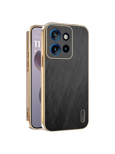 Предпазен удароустойчив гръб с галванизирана рамка за Motorola Moto S50 - черен