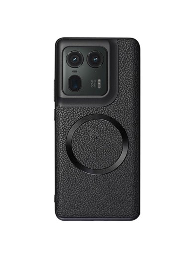 Предпазен гръб от еко кожа съвместим с MagSafe за Motorola Moto X50 Ultra - черен