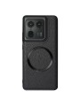 Предпазен гръб от еко кожа съвместим с MagSafe за Motorola Moto X50 Ultra - черен
