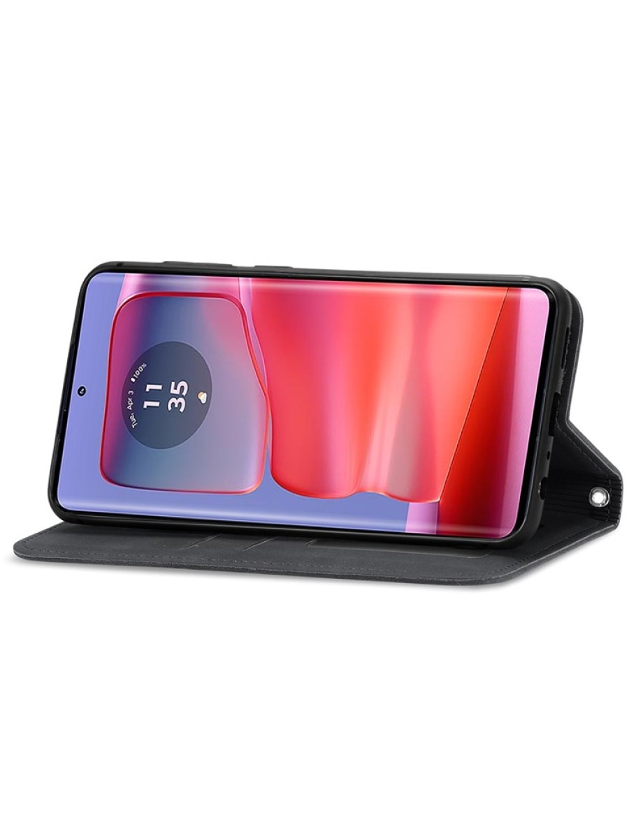 Калъф от еко кожа тип портмоне за Motorola Moto X50 Ultra - черен