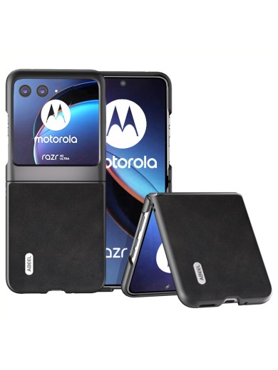 Предпазен удароустойчив гръб от еко кожа с личи текстура за Motorola Razr 40 Ultra - черен Предпазен удароустойчив гръб от еко кожа с личи текстура за Motorola Razr 40 Ultra - черен