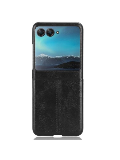 Предпазен гръб с текстура на телешка кожа за Motorola Razr 40 Ultra - черен Предпазен гръб с текстура на телешка кожа за Motorola Razr 40 Ultra - черен