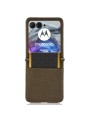 Предпазен гръб от еко кожа с текстура на диаманти за Motorola Razr 50 - кафяв