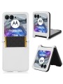 Предпазен гръб от еко кожа с текстура на диаманти за Motorola Razr 50 - бял