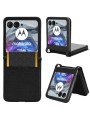 Предпазен гръб от еко кожа с текстура на диаманти за Motorola Razr 50 - черен