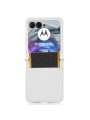 Предпазен гръб от еко кожа с текстура на диаманти за Motorola Razr 50 - бял