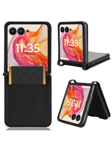 Предпазен гръб от еко кожа с текстура на диаманти за Motorola Razr 50 Ultra - черен Предпазен гръб от еко кожа с текстура на диаманти за Motorola Razr 50 Ultra - черен