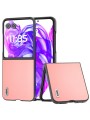 Предпазен гръб от естествена телешка кожа за Motorola Razr 50 Ultra - розов