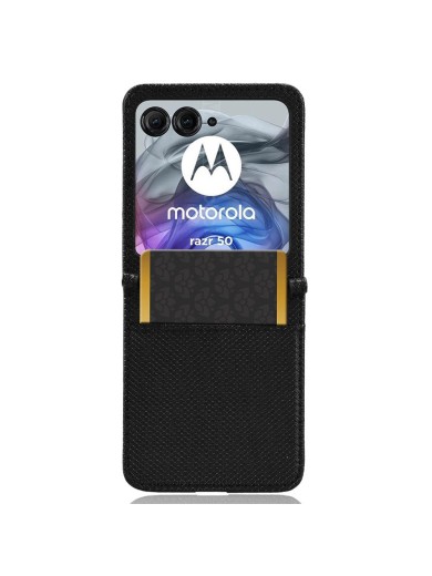 Предпазен гръб от еко кожа с текстура на диаманти за Motorola Razr 70 - черен