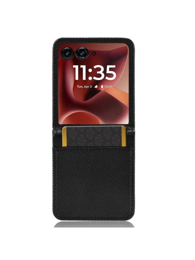 Предпазен гръб от еко кожа с текстура на диаманти за Motorola Razr Ultra 2025 - черен