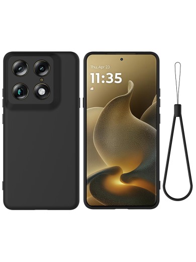 Предпазен устойчив на надраскване силиконов гръб с каишка за Motorola Signature - черен