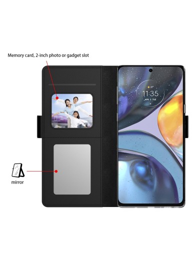 Калъф от еко кожа тип портмоне с огледало за Motorola Signature