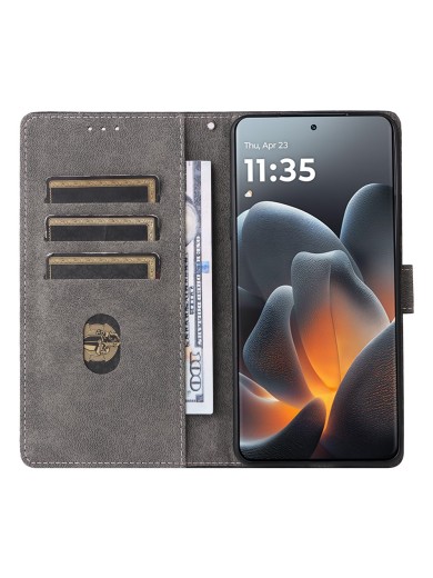 Калъф от еко кожа тип портмоне с RFID блокиране за Motorola Signature - черен