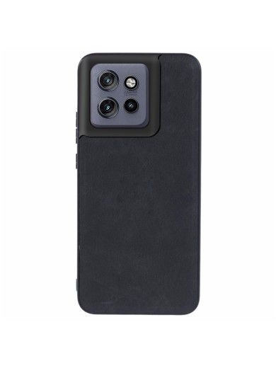 Устойчив на нараскване предпазен гръб от еко кожа за Motorola Thinkphone 25 - черен