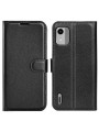 Калъф от еко кожа, тип портмоне за Nokia C12 Pro - черен