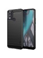 Мек предпазен гръб с текстура на карбонови влакна за Nokia C22 - черен