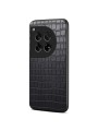 Предпазен гръб от еко кожа с крокодилски шарки за OnePlus 12 - черен