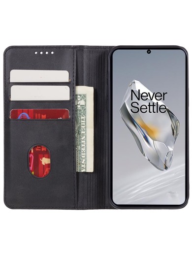 Калъф от еко кожа тип портмоне за OnePlus 12 - черен