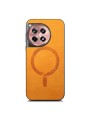 Предпазен гръб от еко кожа съвместим с MagSafe за OnePlus 12R - жълт
