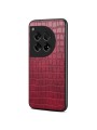 Предпазен гръб от еко кожа с крокодилски шарки за OnePlus 12R - червен