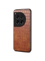 Предпазен гръб от еко кожа с крокодилски шарки за OnePlus 12R - кафяв