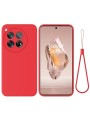Предпазен удароустойчив силиконов гръб с каишка за OnePlus 12R - червен