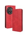Калъф от еко кожа с ретро текстура тип портмоне за OnePlus 12R - червен