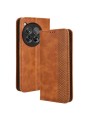 Калъф от еко кожа с ретро текстура тип портмоне за OnePlus 12R - кафяв