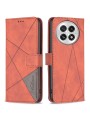 Калъф от еко кожа тип портмоне с геометрични линии за OnePlus 13 - кафяв