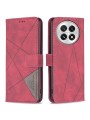 Калъф от еко кожа тип портмоне с геометрични линии за OnePlus 13 - червен