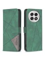 Калъф от еко кожа тип портмоне с геометрични линии за OnePlus 13 - зелен