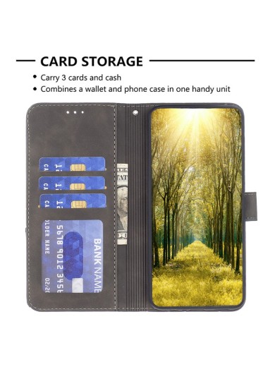 Калъф от еко кожа тип портмоне с геометрични линии за OnePlus 13 - сив
