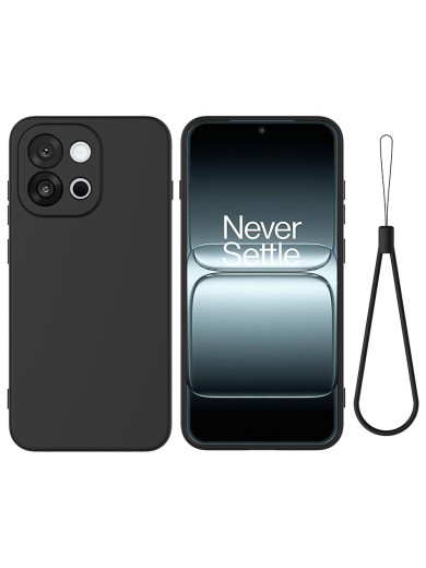 Предпазен устойчив на надраскване силиконов гръб с каишка за OnePlus 13T - черен