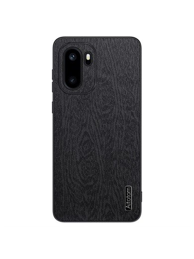 Удароустойчив гръб от еко кожа с дървесна текстура за OnePlus 15R - черен Удароустойчив гръб от еко кожа с дървесна текстура за OnePlus 15R - черен