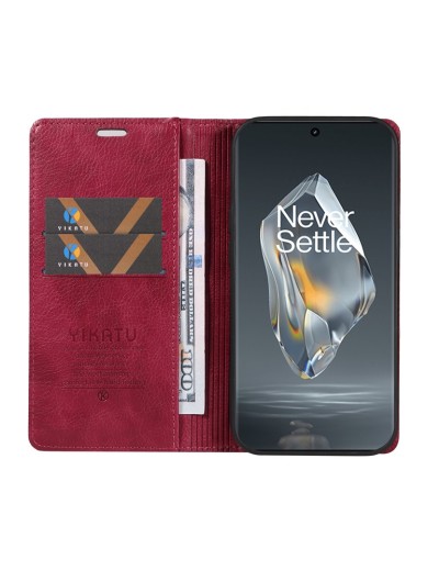 Калъф от еко кожа тип портмоне за OnePlus Ace 3 - червен