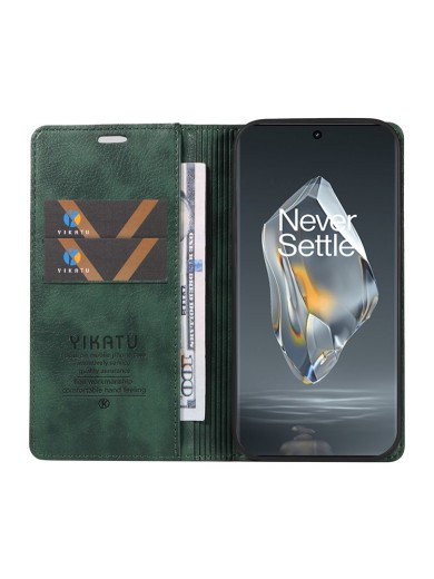 Калъф от еко кожа тип портмоне за OnePlus Ace 3 - зелен