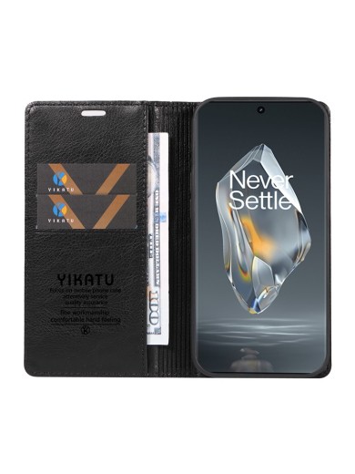 Калъф от еко кожа тип портмоне за OnePlus Ace 3 - черен