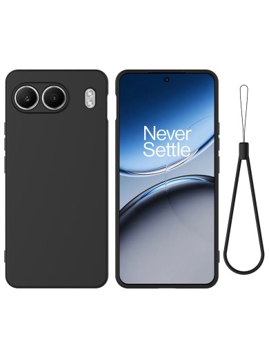 Предпазен удароустойчив силиконов гръб с каишка за OnePlus Nord 4 - черен Предпазен удароустойчив силиконов гръб с каишка за OnePlus Nord 4 - черен