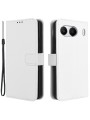 Калъф от еко кожа тип портмоне с диамантена текстура за OnePlus Nord 4 - бял