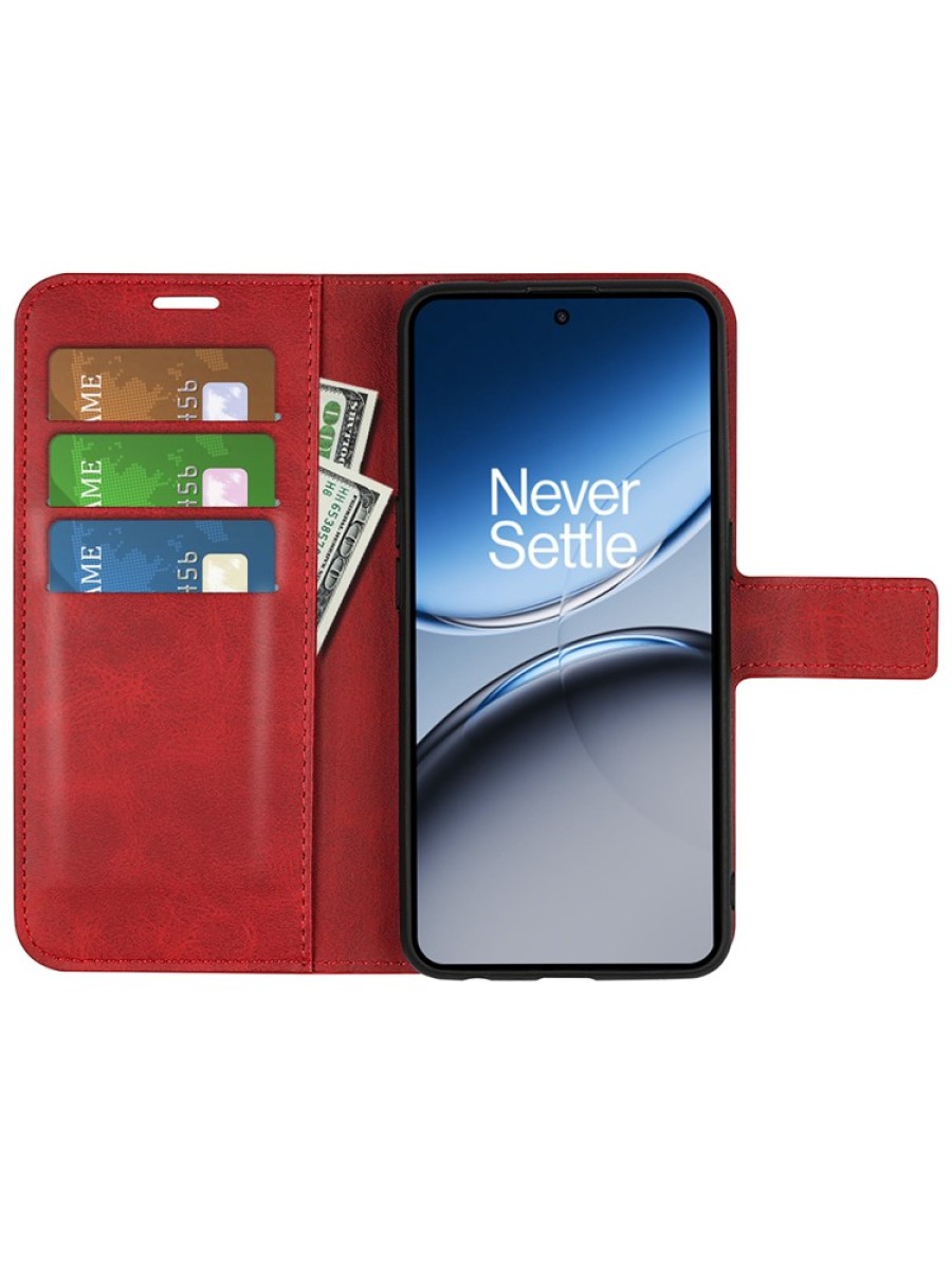 Калъф от еко кожа за телефон тип портмоне за OnePlus Nord 4 - червен